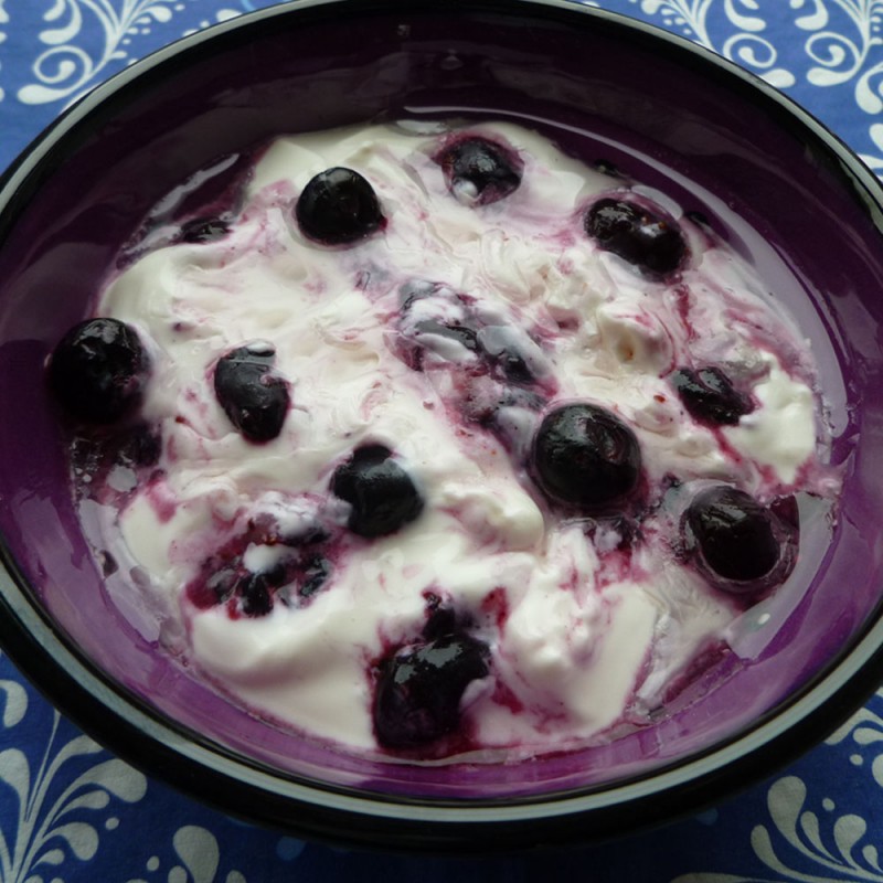 Yoghurt met blauwe bessen